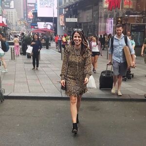 WhoWhatWear Leopard Print Long-Sleeve Dress – Size XS